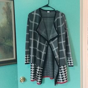 Houndstooth/plaid cardigan